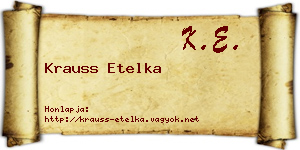 Krauss Etelka névjegykártya